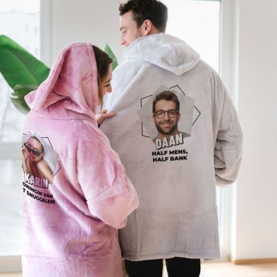 Gepersonaliseerde Hoodie Deken met Foto en Tekst Gepersonaliseerde Hoodie Deken met Foto en Tekst