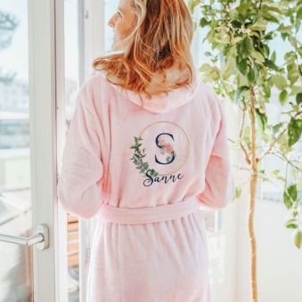 Badjas Bloemen Monogram en Tekst