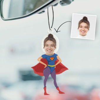 Superheldin Gepersonaliseerde Geurhanger met Gezicht