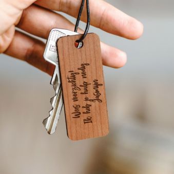 Gepersonaliseerde Houten Sleutelhanger met Tekst