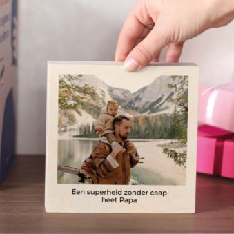 Foto op Hout Vierkant met Tekst