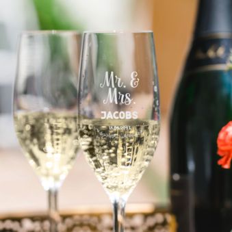 Champagne Glas Huwelijk Gepersonaliseerd met Tekst