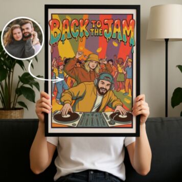 Personaliseerbare poster 90's party – Jij als DJ