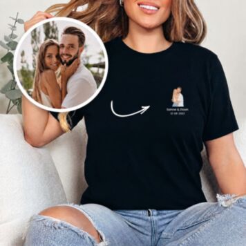Gepersonaliseerd t-shirt met kleine illustratie