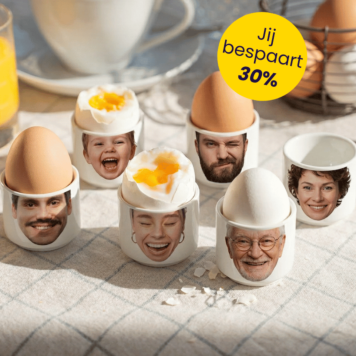 Cadeauset 6-delige eierdopjes met gezicht