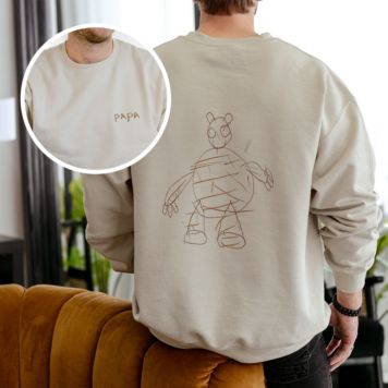 Gepersonaliseerde trui met jouw tekening voor- en achterkant