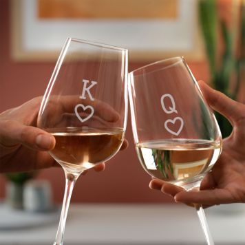Gepersonaliseerd wijnglas King en Queen