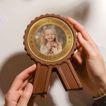 Gepersonaliseerde chocolade medaille als onderscheiding