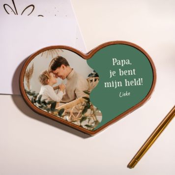 Gepersonaliseerd chocolade hartje met halve foto en tekst
