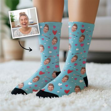 Gepersonaliseerde Sokken met Foto Gezicht Romantisch