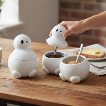 Tom, Dick en Harry keuken potten voor koffie, thee en suiker