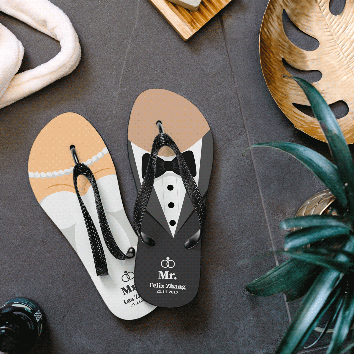 Gepersonaliseerde bruiloft slippers
