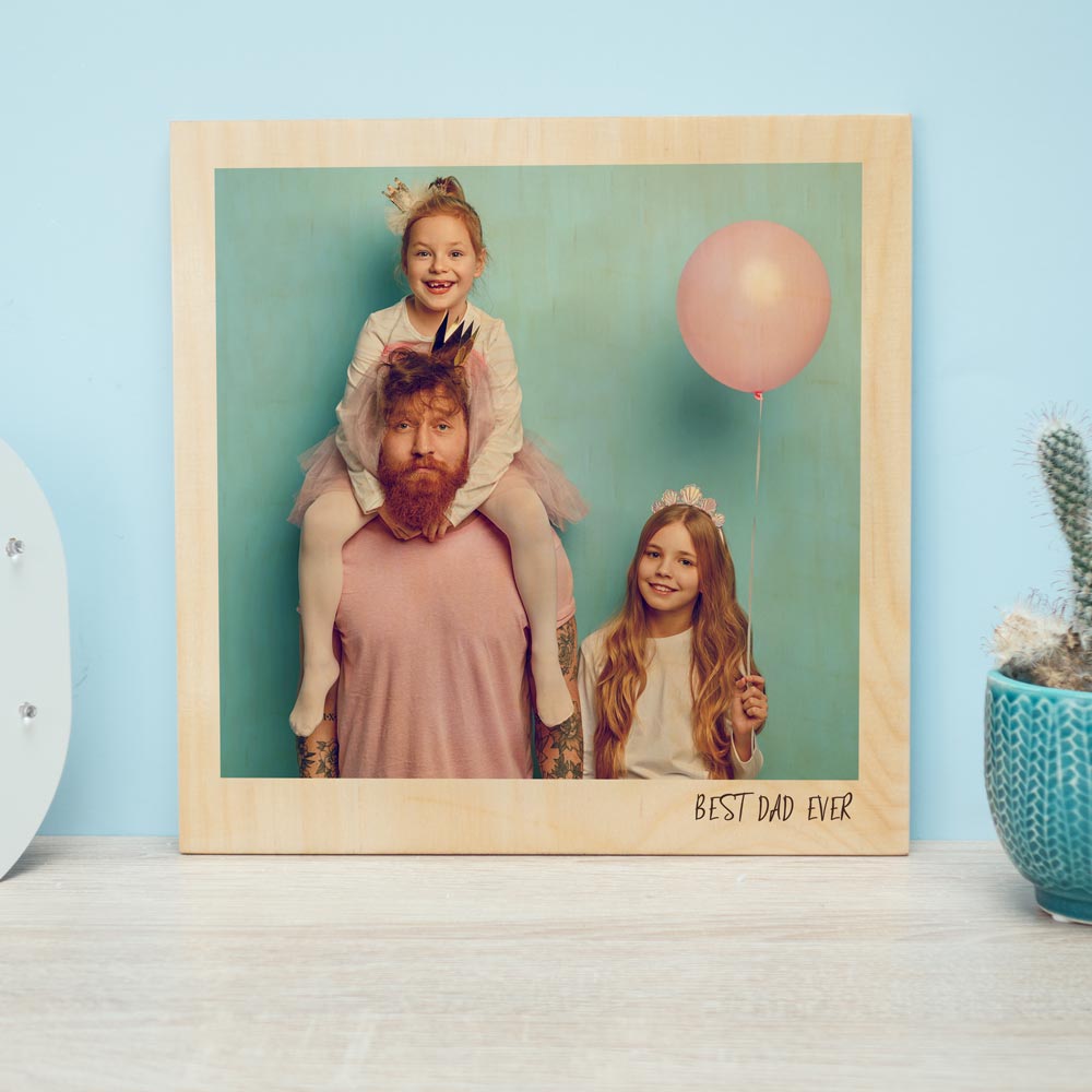Personaliseerbare foto op hout in polaroid look