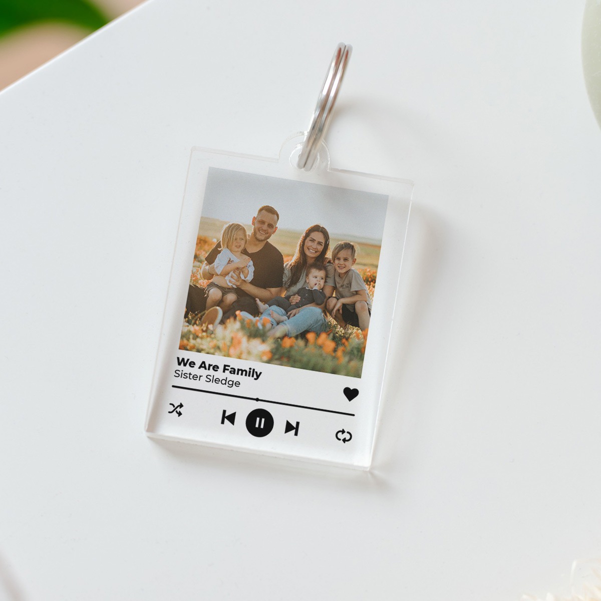 Gepersonaliseerde Acryl Sleutelhanger met Foto en Songtitel