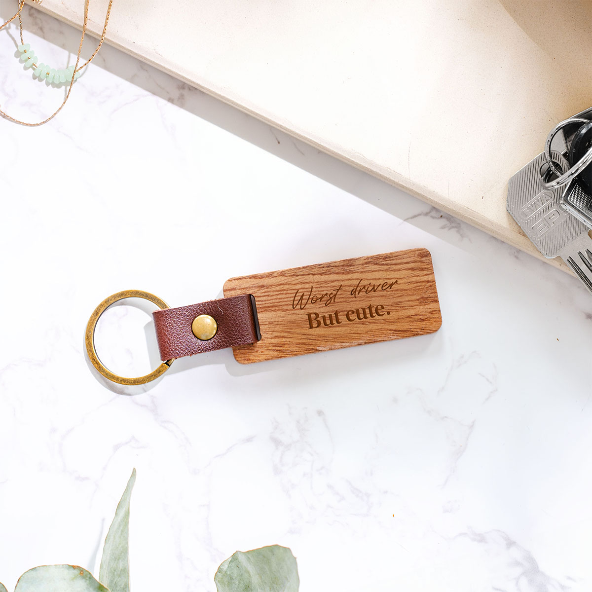 Gepersonaliseerde Houten Sleutelhanger met Tekst