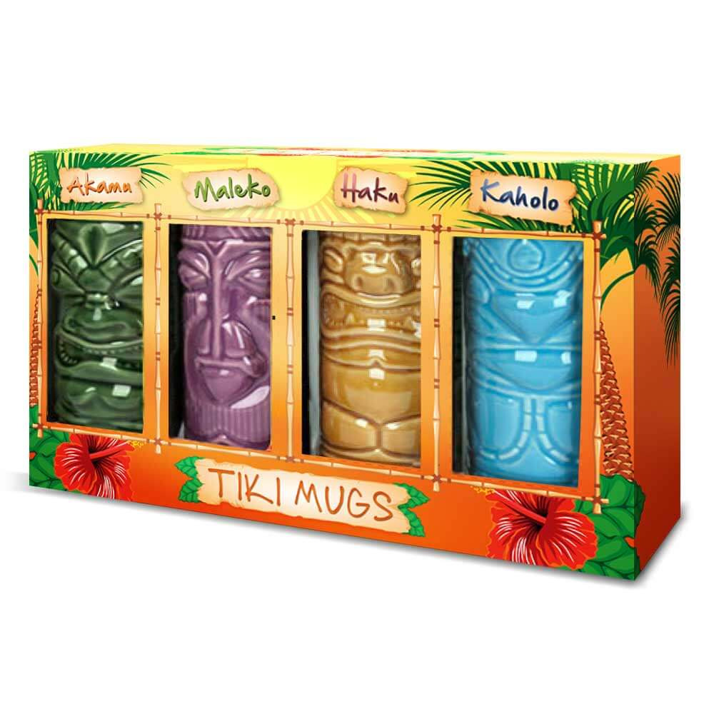 Cocktailbekers Tiki vrolijke set van 4