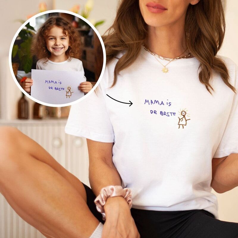 Gepersonaliseerd t-shirt met jouw tekening voorkant