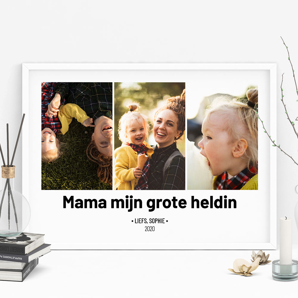 Cadeau voor mama Poster met 3 foto’s en tekst Cadeau voor mama Poster met 3 foto’s en tekst