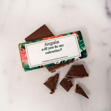 Personaliseerbare chocolade met bloempatroon en tekst