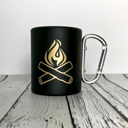 Happy Camper mok - handvat karbijnhaak - met deksel