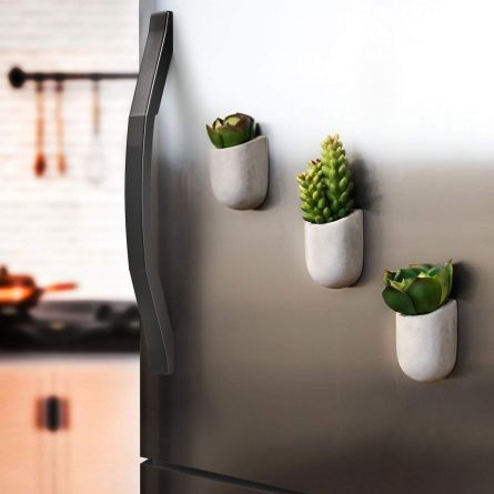 Magnetische Mini Bloempotten van Beton – set van 3