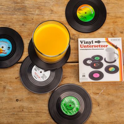 Cadeau voor ouders - Vinyl Elpee onderzetters – set van 6