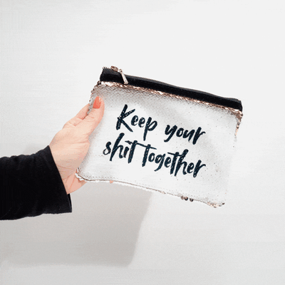 Personaliseerbaar pailletten tasje met tekst