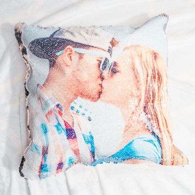 Personaliseerbaar glitter kussensloop met foto Personaliseerbaar glitter kussensloop met foto