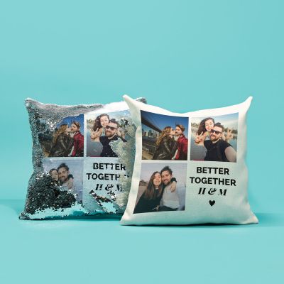Personaliseerbare kussensloop met 3 foto’s en tekst Personaliseerbare kussensloop met 3 foto’s en tekst