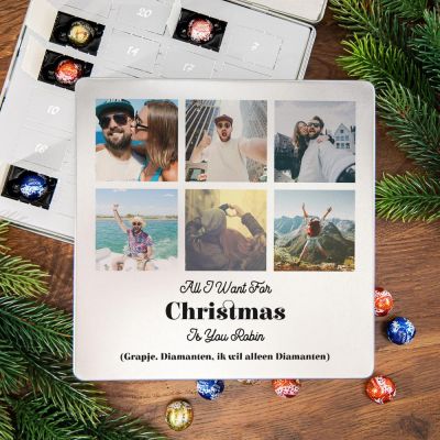 Adventskalender – Metalen pralinedoosje met 6 foto’s en tekst Adventskalender – Metalen pralinedoosje met 6 foto’s en tekst