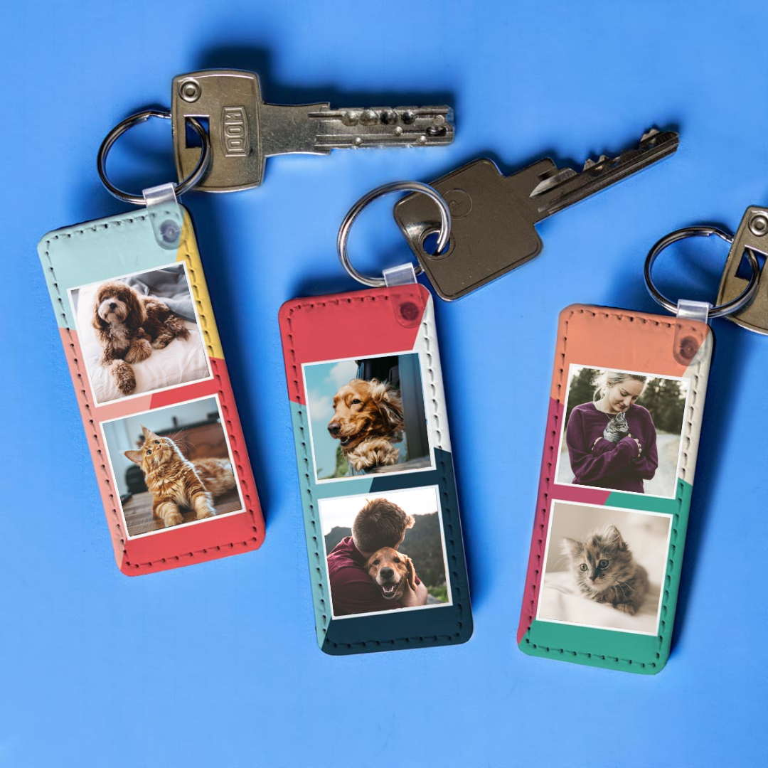 Huisdieren cadeau personaliseerbare sleutelhanger met 2 afbeeldingen Huisdieren cadeau personaliseerbare sleutelhanger met 2 afbeeldingen